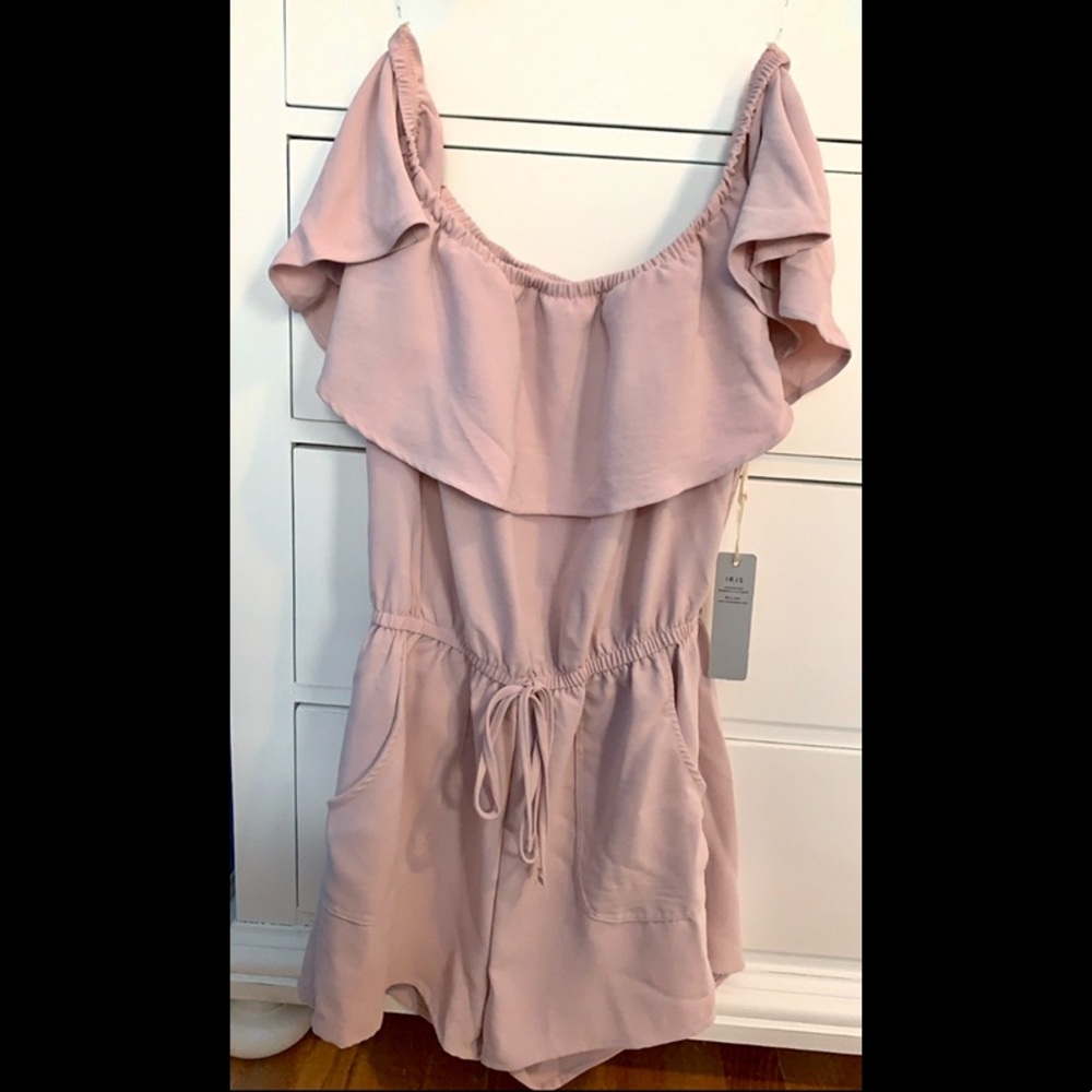FashionNova Taupe Off Shoulder Romper, WITH TAG